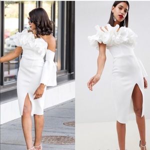 ASOS premium frill midi dress